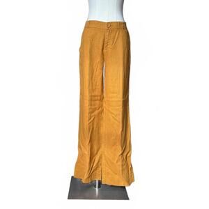 Garnet Hill Mustard Linen Wide-Leg Pants - Size 6